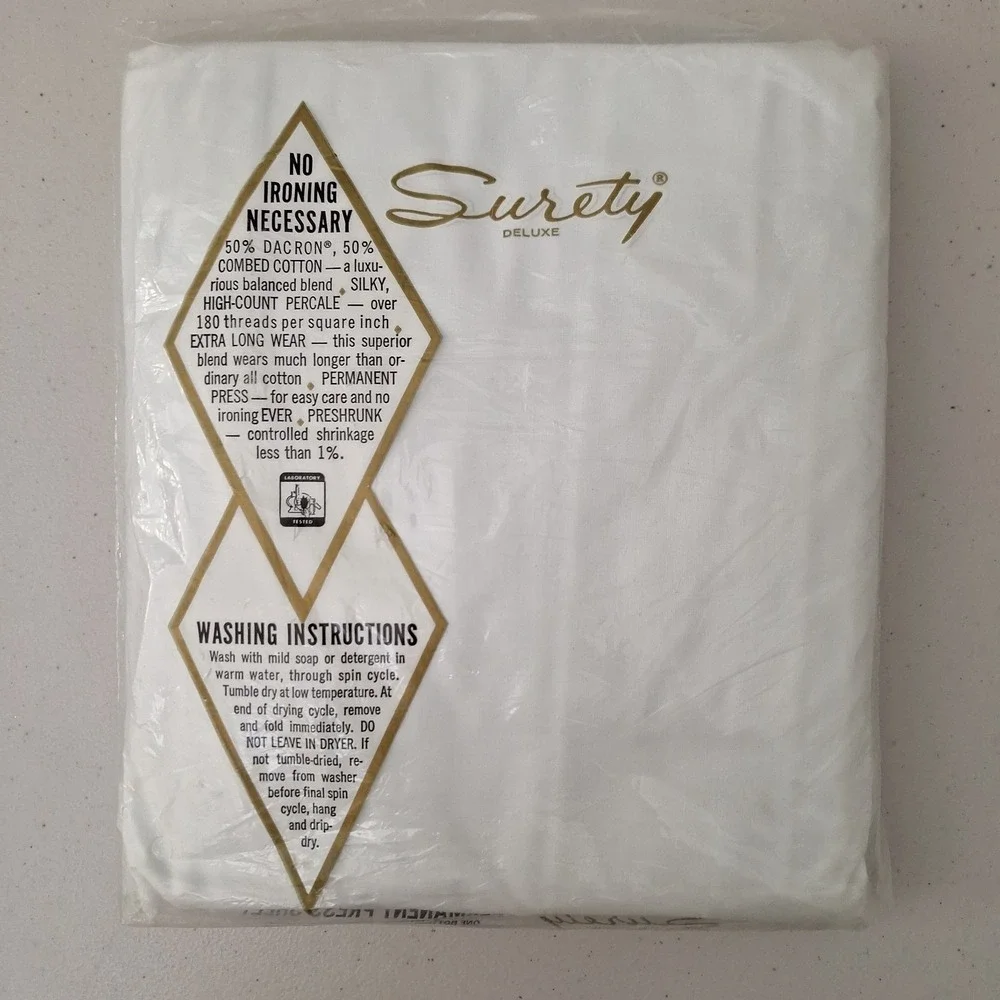 VTG Surety Deluxe No-Iron Perm. Press Combed Percale Double Bottom Fitted Sheet